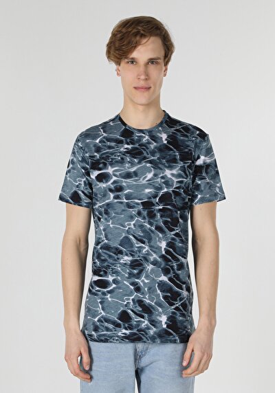 اعرض التفاصيل لـ أزرق للرجال تي شيرت بأكمام قصيرة