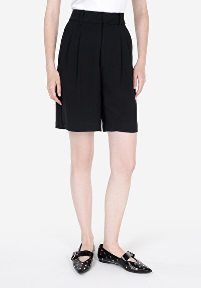 صورة من روز الخصر مستقيم شورتات نسائية سوداء