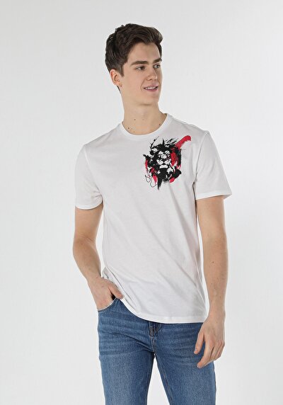 صورة من أبيض للرجال تي شيرت بأكمام قصيرة