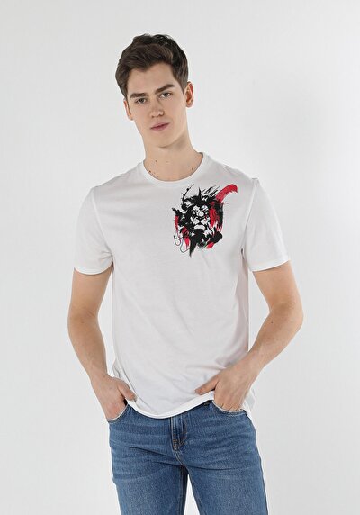 اعرض التفاصيل لـ أبيض للرجال تي شيرت بأكمام قصيرة