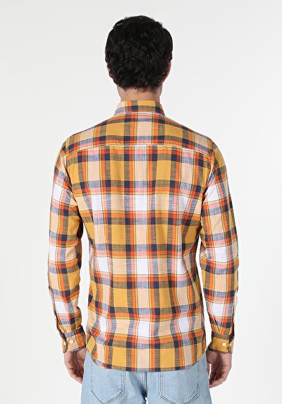 اعرض التفاصيل لـ قميص عادي رقبة منقوشة رجالي ساري كم طويل قميص