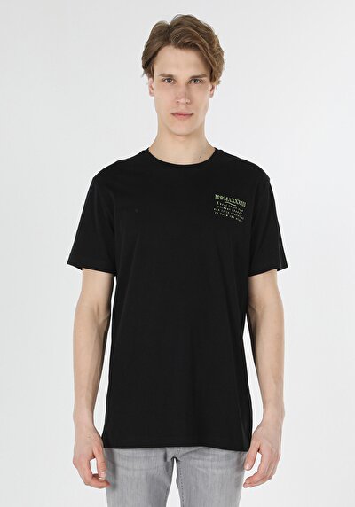 اعرض التفاصيل لـ أسود للرجال تي شيرت بأكمام قصيرة