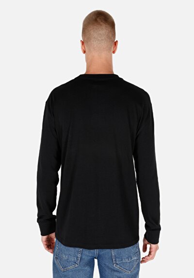 اعرض التفاصيل لـ   رقبة مستديرة مستقيم رجالي أسود كم طويل تي شيرت