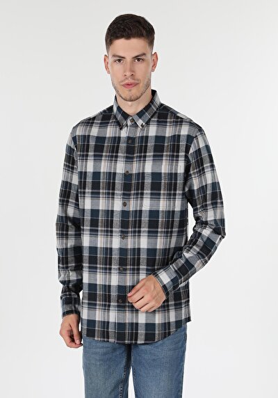 اعرض التفاصيل لـ أزرق بحري للرجال قميص  كم طويل