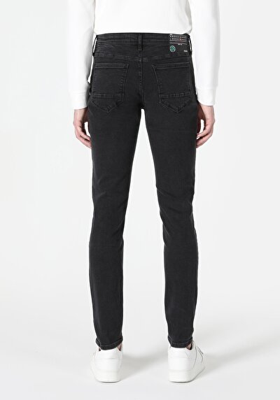 اعرض التفاصيل لـ سليم  خصر منخفض ساق ضيقة جينز أسود للرجال