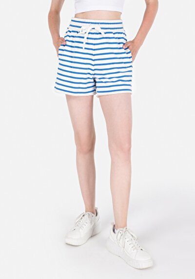 صورة من عادي الخصر نسائي شورت أزرق