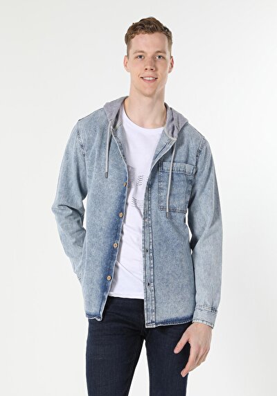 اعرض التفاصيل لـ أزرق للرجال قميص  كم طويل