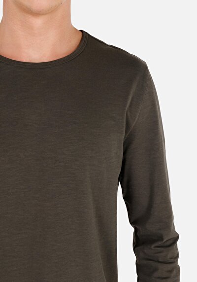 اعرض التفاصيل لـ   رقبة مستديرة مستقيم رجالي أخضر كم طويل تي شيرت