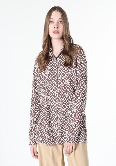 اعرض التفاصيل لـ بني للنساء قميص  كم طويل