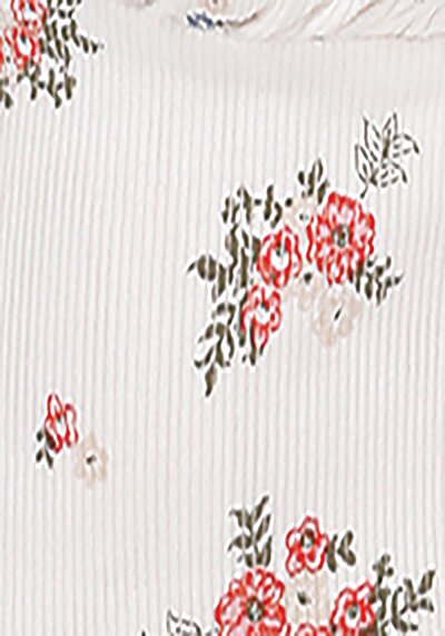 اعرض التفاصيل لـ نحيف  ياقة مربعة الأزهار المرأة Ecru البطيخ تي شيرت