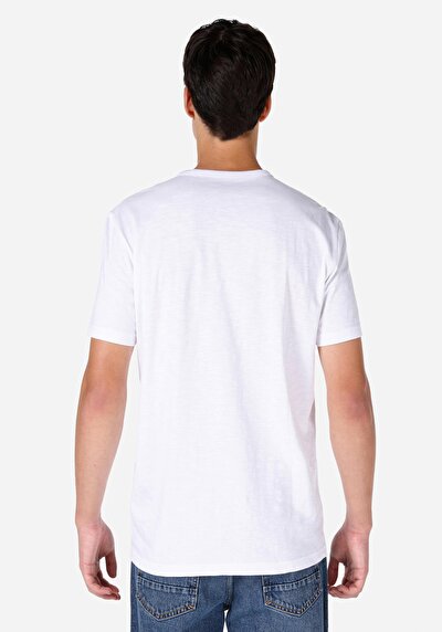 صورة من كومفورت فيت رقبة مستديرة مستقيم تي شيرت رجالي أبيض بأكمام قصيرة