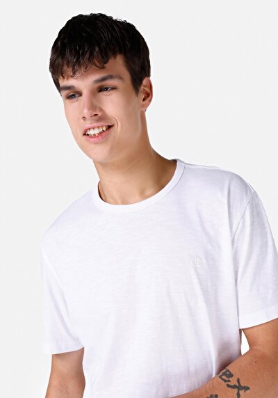 اعرض التفاصيل لـ كومفورت فيت رقبة مستديرة مستقيم تي شيرت رجالي أبيض بأكمام قصيرة