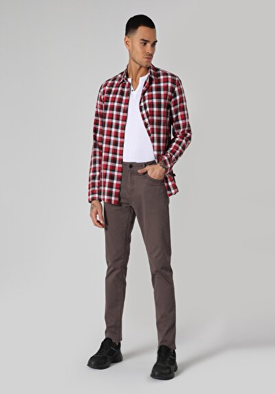 صورة من Straigt  خصر منخفض مستقيم الساق بنطلون أنثراسايت للرجال