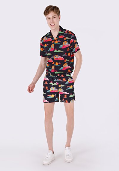 صورة من شورت سباحة رجالي متعدد الألوان مطبوع سليم