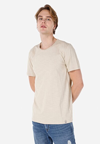 صورة من مقاس عادي رقبة مستديرة مستقيم تي شيرت رجالي بيج كم قصير