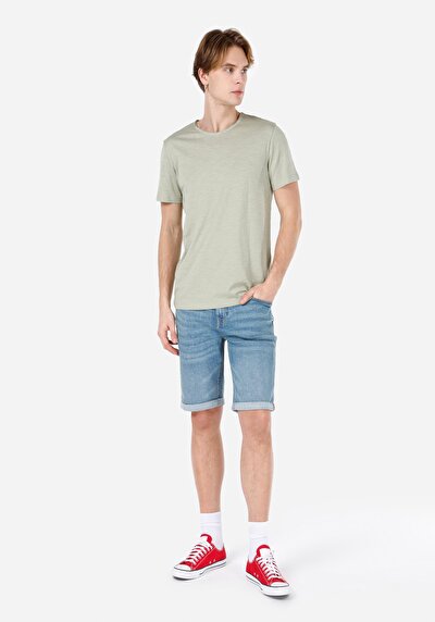 اعرض التفاصيل لـ   رقبة مستديرة مستقيم رجالي أخضر كم قصير تي شيرت