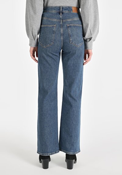 اعرض التفاصيل لـ   خصر عالي مستقيم الساق نسائية جينز نيلي