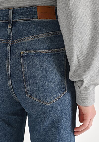 اعرض التفاصيل لـ   خصر عالي مستقيم الساق نسائية جينز نيلي