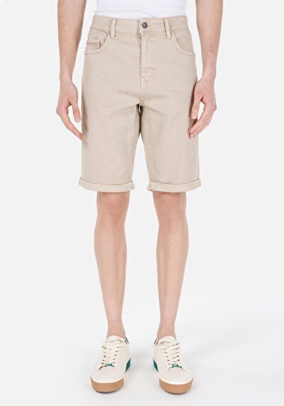 صورة من عادي الخصر مستقيم شورت رجالي بيج