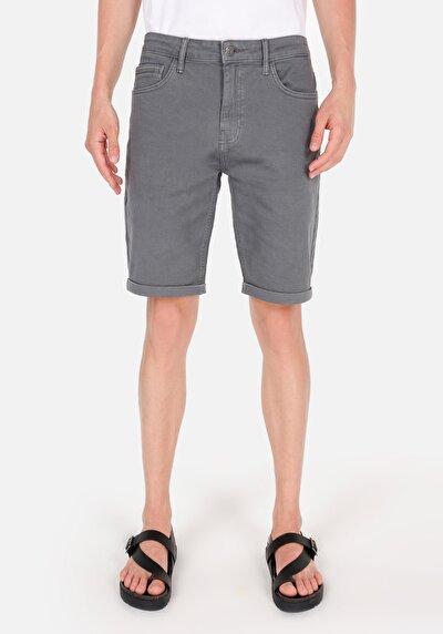 اعرض التفاصيل لـ عادي   الخصر مستقيم شورت رجالي رمادي