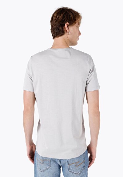 صورة من على شكل V رقبة مستقيم رجالي حجر كم قصير تي شيرت