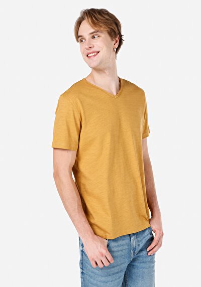 صورة من   على شكل حرف V رقبة مستقيم للرجال ساري كم قصير تي شيرت