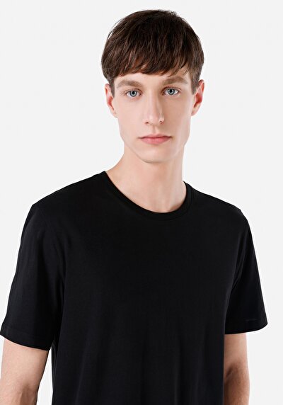 اعرض التفاصيل لـ أسود للرجال تي شيرت بأكمام قصيرة