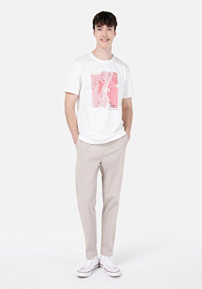 صورة من كومفورت فيت منتصف الخصر طويل الساق بنطلون بيج رجالي