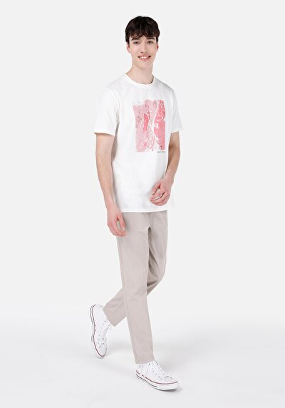 اعرض التفاصيل لـ كومفورت فيت منتصف الخصر طويل الساق بنطلون بيج رجالي