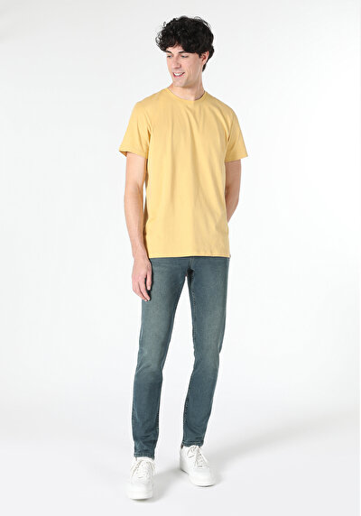 صورة من رقبة مستديرة مستقيم رجالي ساري كم قصير تي شيرت