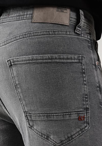 اعرض التفاصيل لـ ضيق  خصر عالي ضيق الساق الجينز الرمادي للرجال