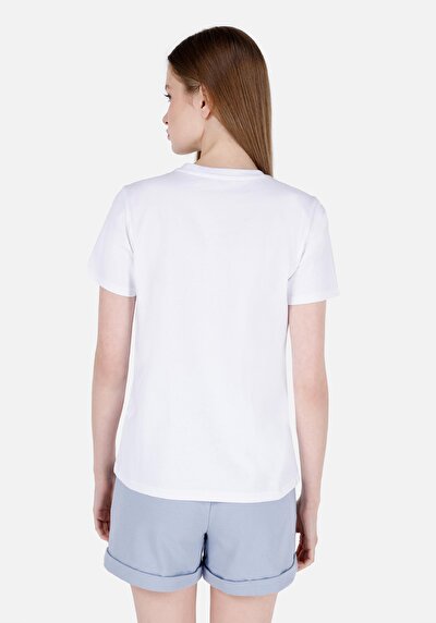 اعرض التفاصيل لـ أبيض للنساء تي شيرت بأكمام قصيرة