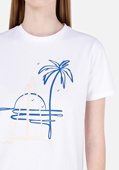 اعرض التفاصيل لـ أبيض للنساء تي شيرت بأكمام قصيرة