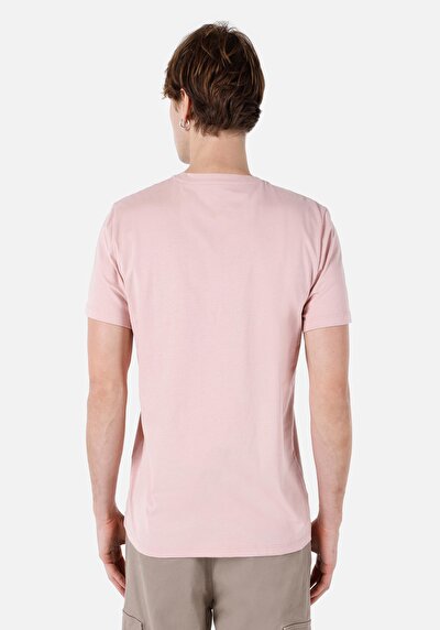 اعرض التفاصيل لـ   رقبة مستديرة مستقيم تي شيرت رجالي وردي بأكمام قصيرة