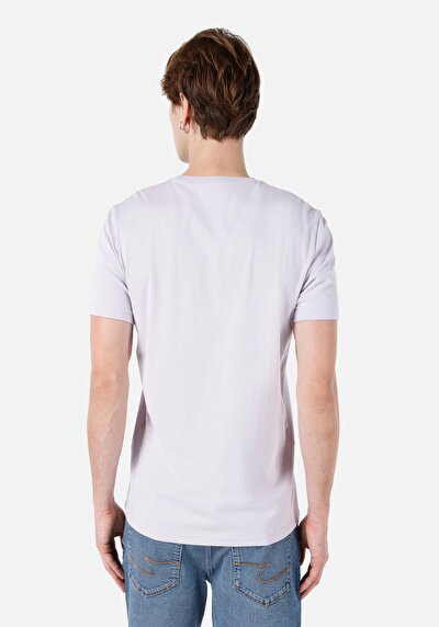 صورة من عادي قصة رقبة مستديرة مستقيم رجالي أرجواني كم قصير تي شيرت