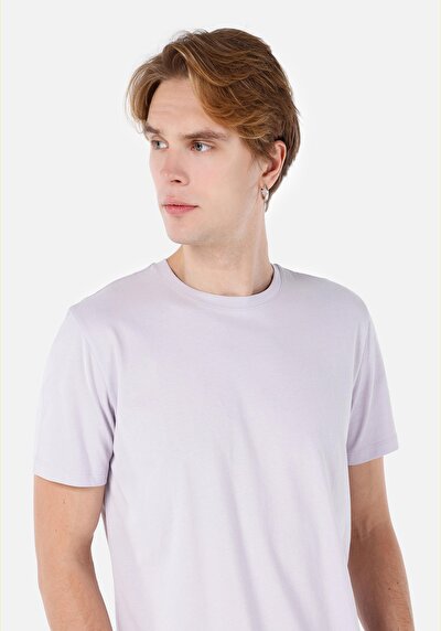 صورة من عادي قصة رقبة مستديرة مستقيم رجالي أرجواني كم قصير تي شيرت