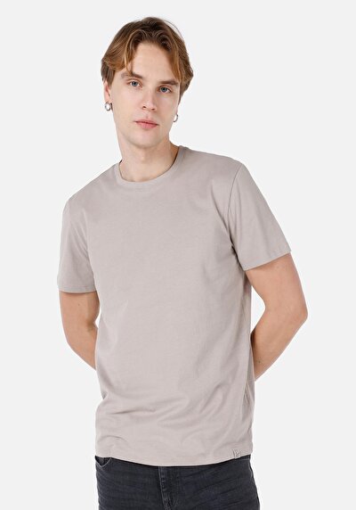 صورة من   رقبة مستديرة مستقيم تي شيرت رجالي حجر كم قصير