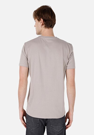 صورة من رقبة مستديرة مستقيم تي شيرت رجالي حجر كم قصير