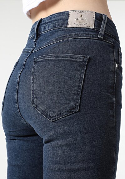 اعرض التفاصيل لـ ضيق   الخصر ضيق الساق النسائية نيلي الجينز