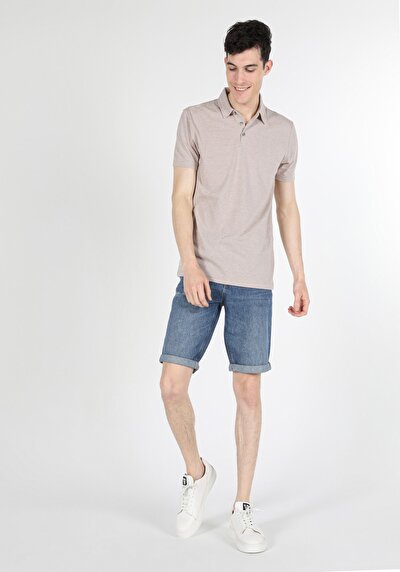 صورة من عادي قصة بولو رقبة مستقيمة رجالي بيج كم قصير تي شيرت