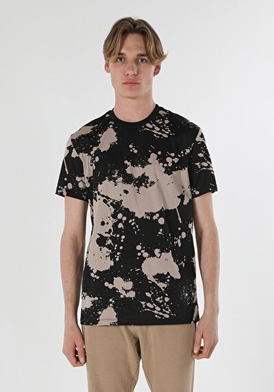 اعرض التفاصيل لـ أسود للرجال تي شيرت بأكمام قصيرة