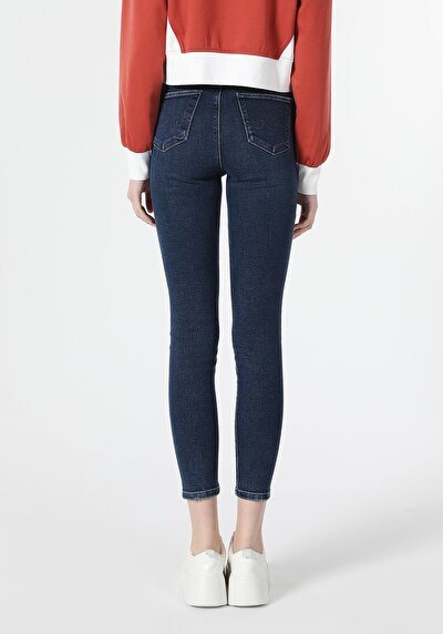 صورة من ضيق خصر عالي ضيق الساق نسائي نيلي جينز