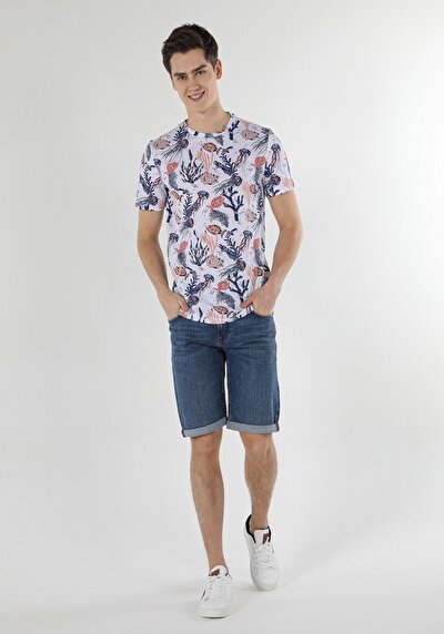 صورة من أبيض للرجال تي شيرت بأكمام قصيرة