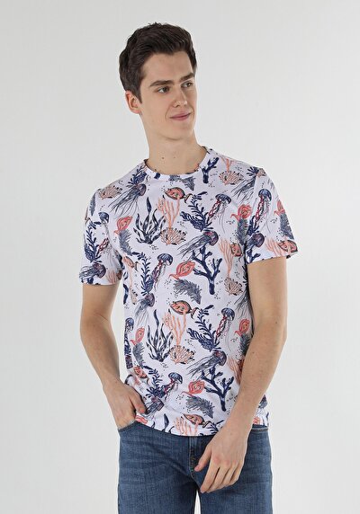 اعرض التفاصيل لـ أبيض للرجال تي شيرت بأكمام قصيرة