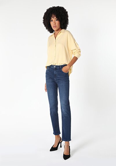 صورة من نحيف   الخصر مستقيم الساق الجينز النسائي