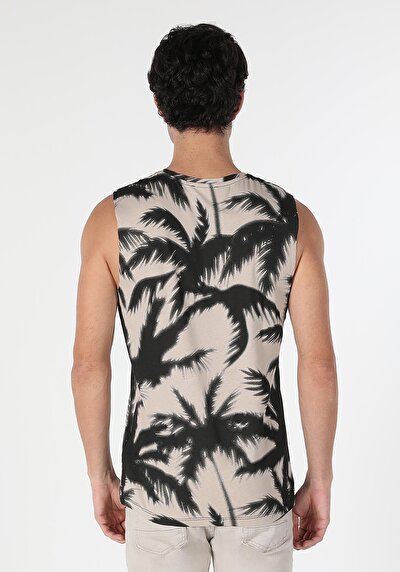 صورة من رقبة مستديرة كم قصير رجالي أسود تانك توب