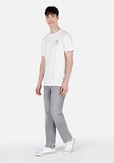 صورة من فضفاض مستقيم الخصر مستقيم الساق الجينز الرمادي للرجال