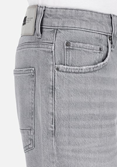 اعرض التفاصيل لـ فضفاض مستقيم   الخصر مستقيم الساق الجينز الرمادي للرجال