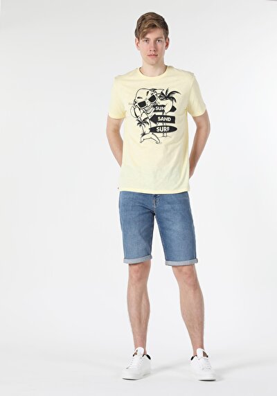 صورة من   رقبة مستديرة مستقيم رجالي ساري كم قصير تي شيرت