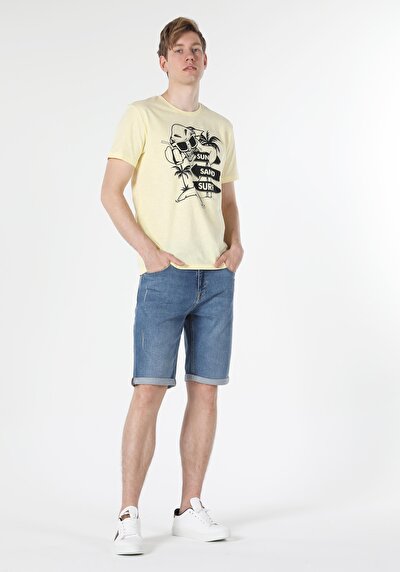 صورة من رقبة مستديرة مستقيم رجالي ساري كم قصير تي شيرت